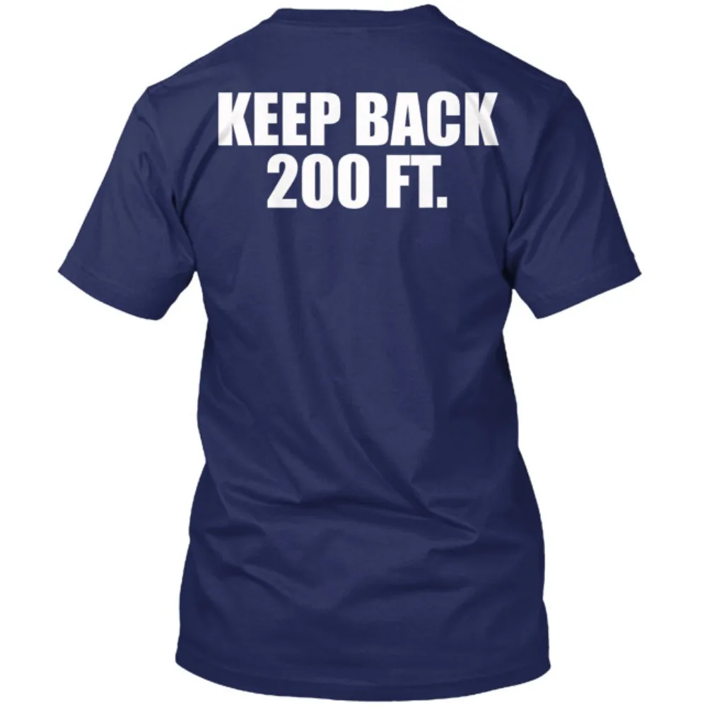 Keep Back 200 Ft T-Shirt Creative Letters Slogan Printed Unisex T-shirt Daily Life Casual Summer Round Neck Short Sleeve