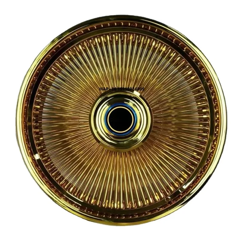 Kyky 20 22 24 26 Inch Spoke Rims Floating Center Cap Style for Classical Car Wheels Aluminium Gold Wire Wheels