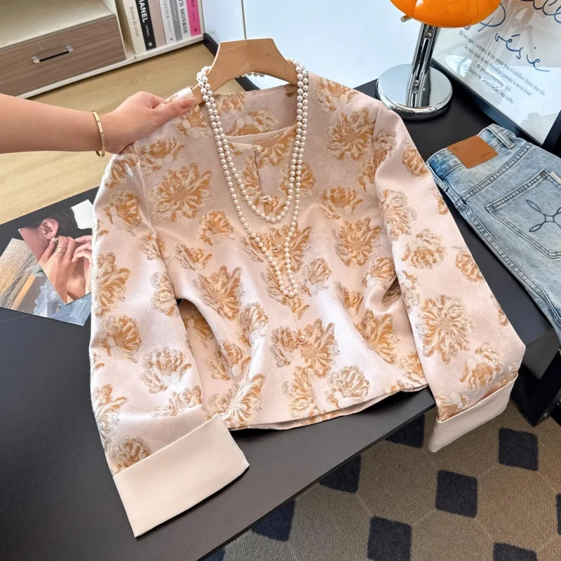New Chinese Style Heavy Embroidery Long Sleeve Top Coat Improved National Button Autumn New Arrival Women's Fashion Outerwear