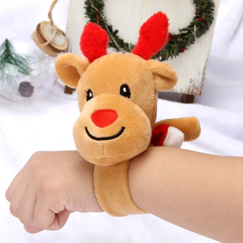 1Pcs Christmas Decoration Santa Claus Deer Christmas Tree Cute Bracelet Plush Toys Xmas New Year Ornaments Children‘s Gifts