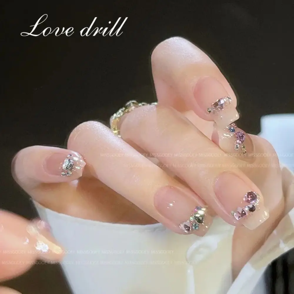 50PCS Colorful Love Heart Diamond Nail Decoration Flat Bottom Small Peach Heart Heart-shaped Nail Accessories Mini Size