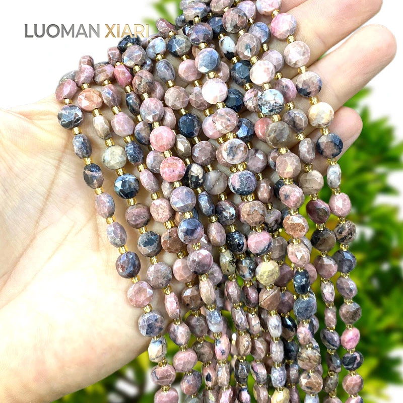 Großhandel 8mm Facettierte Rondelle Naturstein Rhodochrosit Zwischenperle für Schmuckherstellung DIY Armbänder Anhänger Zubehör – Detail 2