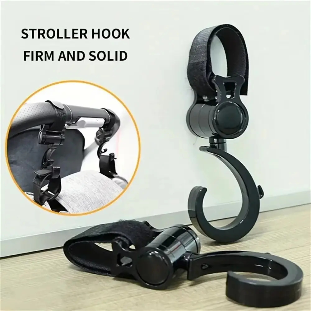 

Bar Hangers Large Hook Stroller Hook Hook and Loop 360 Rotary Pushchair Hanger Durable Multi-Purpose Pram Accessories Car Seat