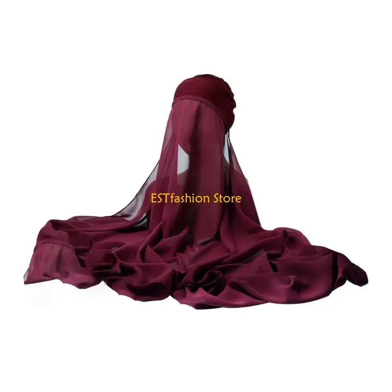 

Y5GC Стильный шифоновый хиджаб разных цветов, простой в уходе, ручная или машинная стирка, идеально подходит для занятых женщин,