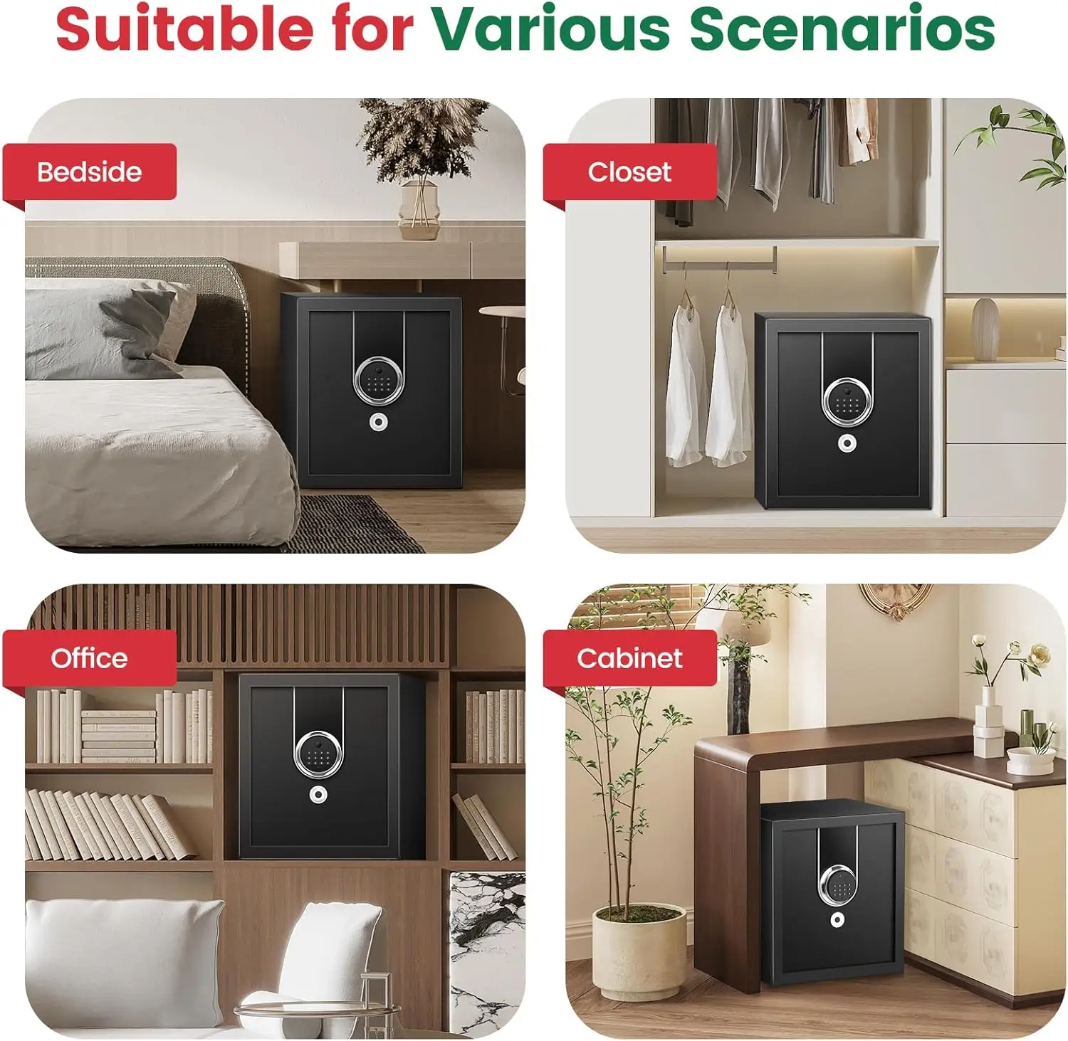 2.0 Cuft Biometric Safe Box, Fireproof Safe for Home with Digital Keypad and Spare Keys, Safety Box for Money, Documents, and ot