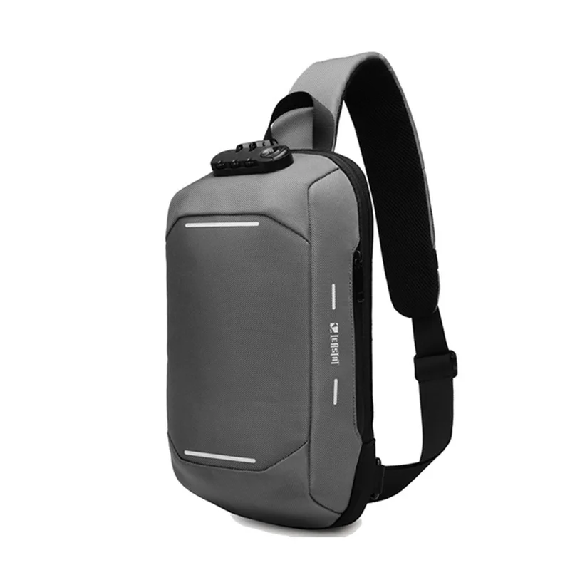 Shoulder Bag Travel Messenger Pack Chest Bag for Male Men Oxford Anti-theft Lock Fashion Multifunction USB Crossbody Bag