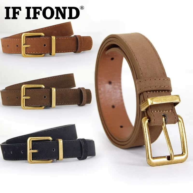 IF IFND Fashionable High-End Suede Buckle Light Luxury Matte Belt Retro Versatile Decorative Women’s Belt for Jeans