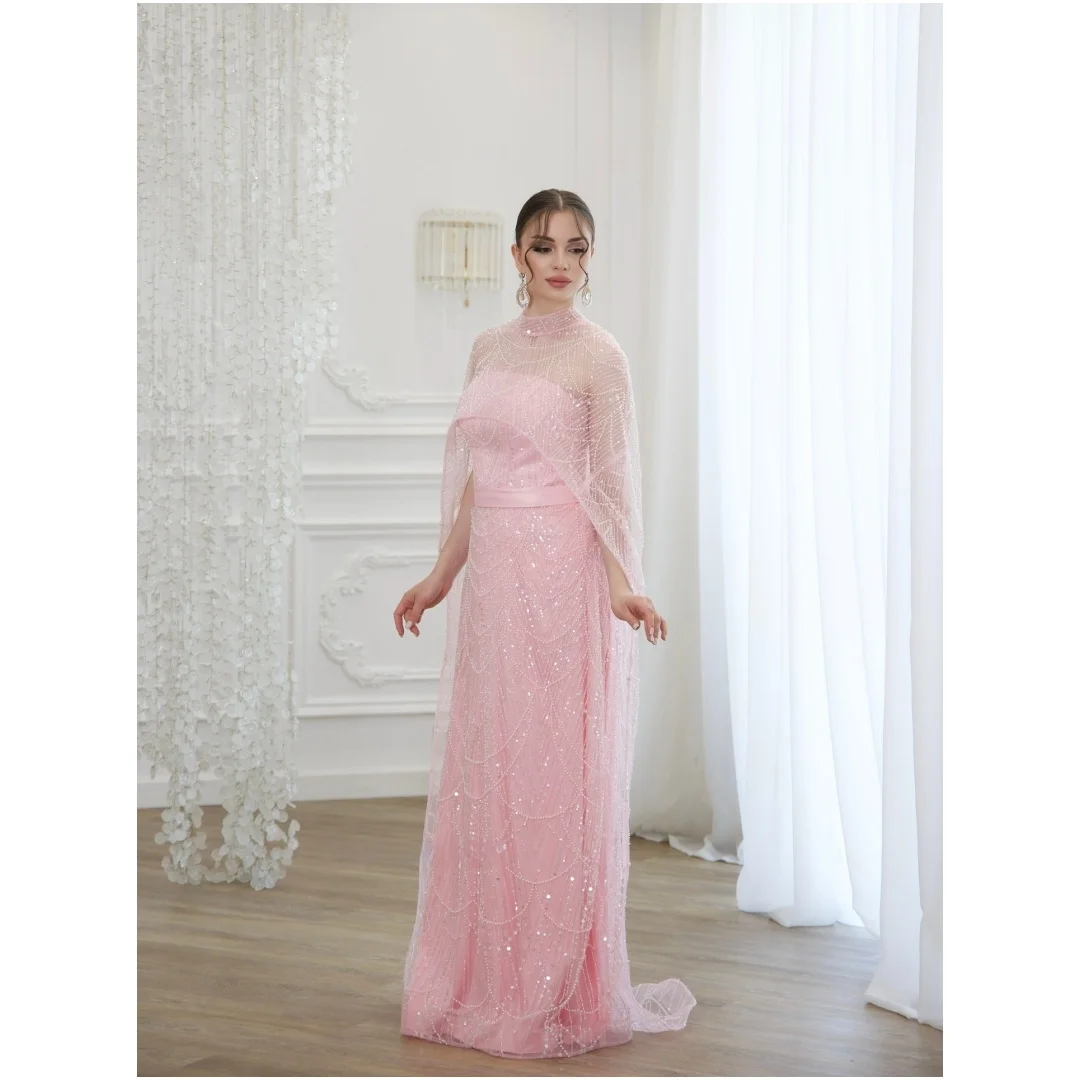 

Mina Customized Beads Evening Dress Luxury Elegant Womens Party Dresses for Special Occasions Shawl Tube Top Sequins Removable