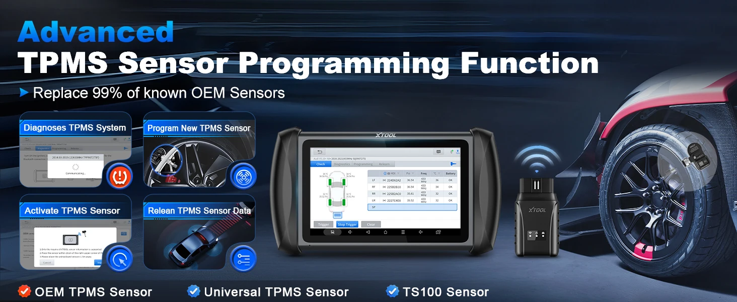 XTOOL IP819TP TPMS Programmiertool TPMS Erneute Aktivierung Reifendrucküberwachung Sensor Programmierer Autodiagnosetools – Detail 2