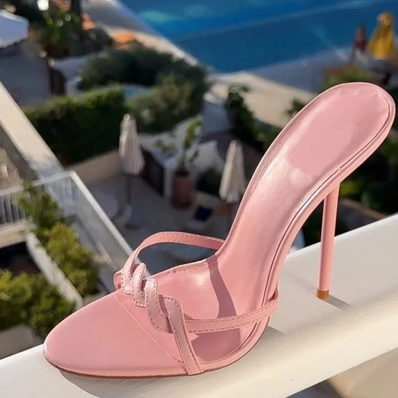 

Cross One Word Belt Slippers Sexy Pointed Toe Thin Heel Slip On New Arrivals Fashion Women Modern Shoes