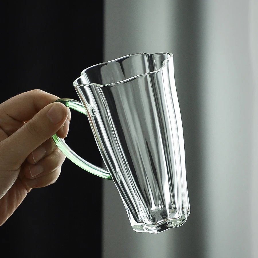 Heat Resistant Luxury Fancy Vintage Cute Chinese Japanese Clear Glass Drinking Iced Coffee Floral Green Tea Cup Teacup Mug Charm