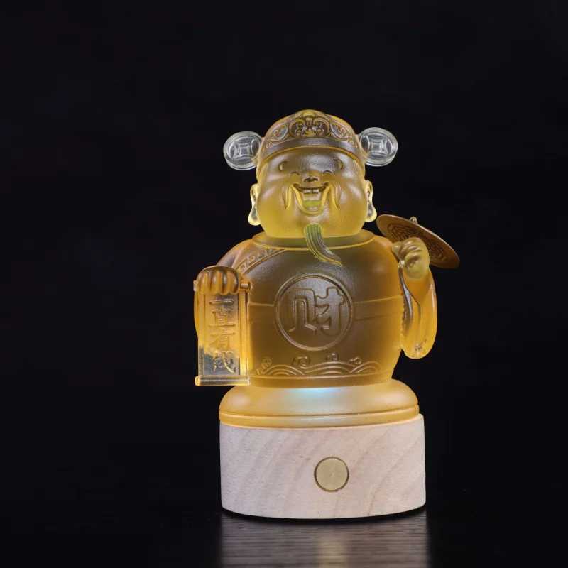 Glass of Figurine Mini Small God of Wealth Desktop Decoration Craft Creative Gift Always Rich