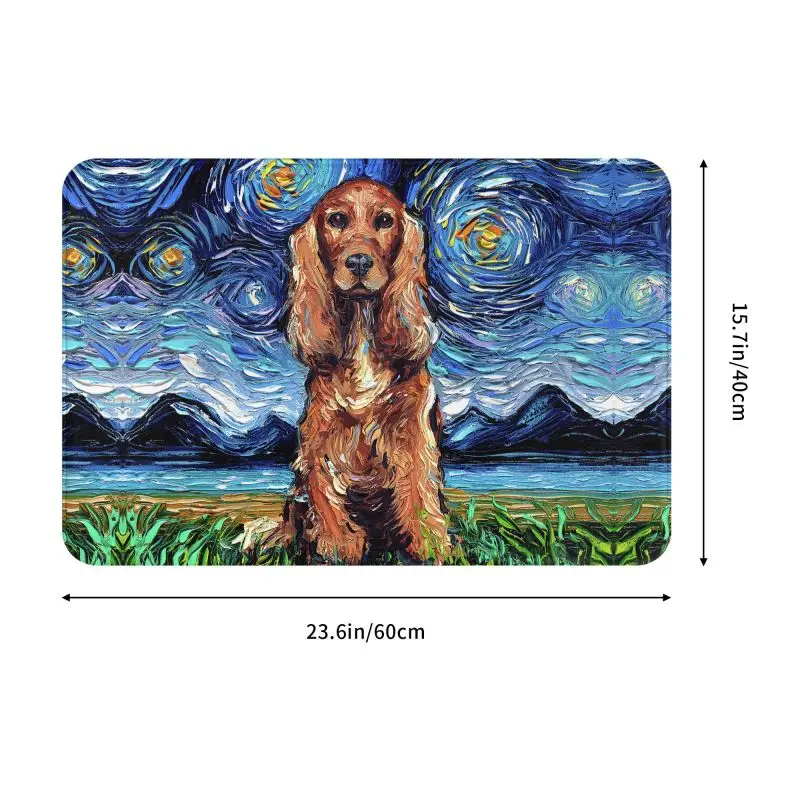 Custom Red Cocker Spaniel Starry Night Doormat Non-Slip Entrance Bath Kitchen Floor Door Mat Pet Dog Lover Toilet Carpet Rug