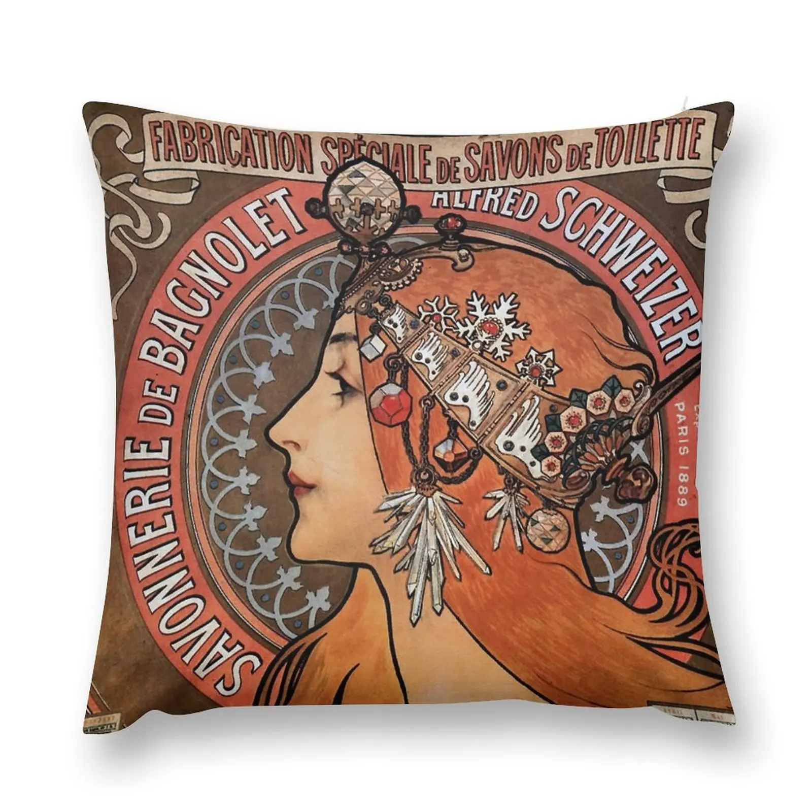 

Soap Factory of Bagnolet - Alphonse Mucha - 1897 Throw Pillow anime girl Anime ornamental pillows Pillow Case pillow