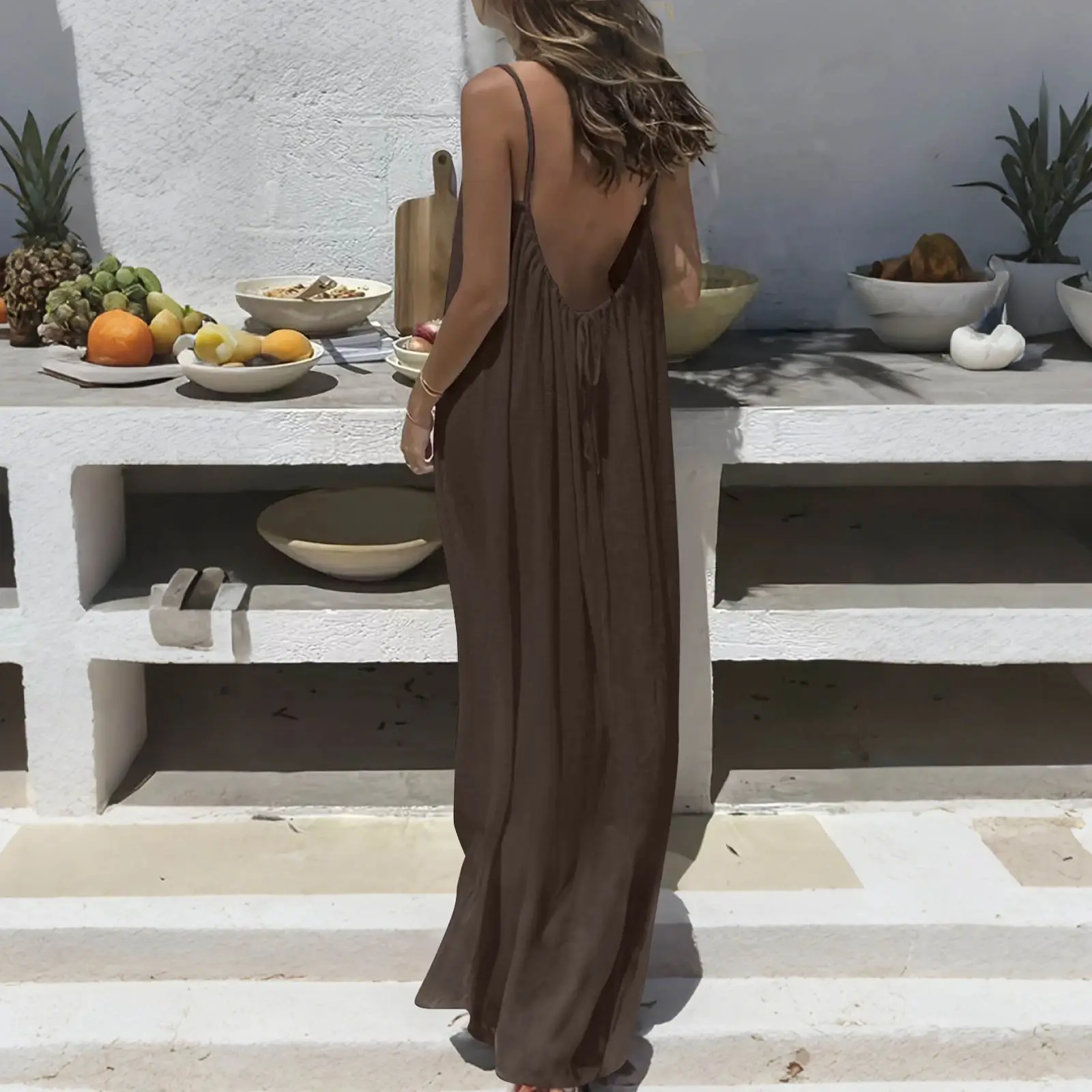 Women Breathable Sleeveless Dress Spring Summer Fashion Casual Solid Color Cozy Dress Outdoor Event Loose Fit Comfort Dress