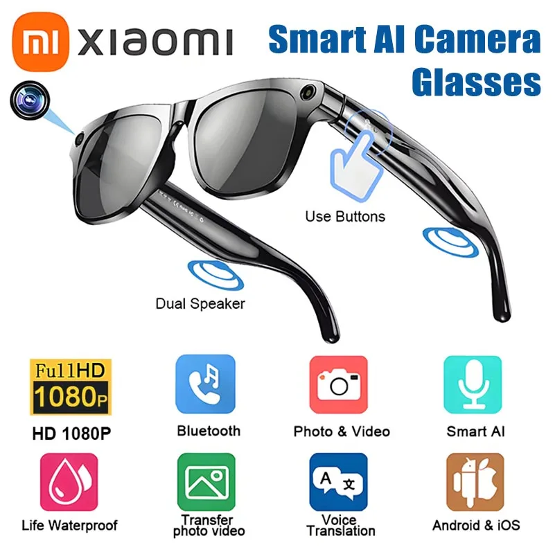 

Xiaomi 1080P HD AI Smart Glasses Chat GPT 100MP Camera Bluetooth Call 260Mah Battery Voice Assistant Control Smart Glasses Hot