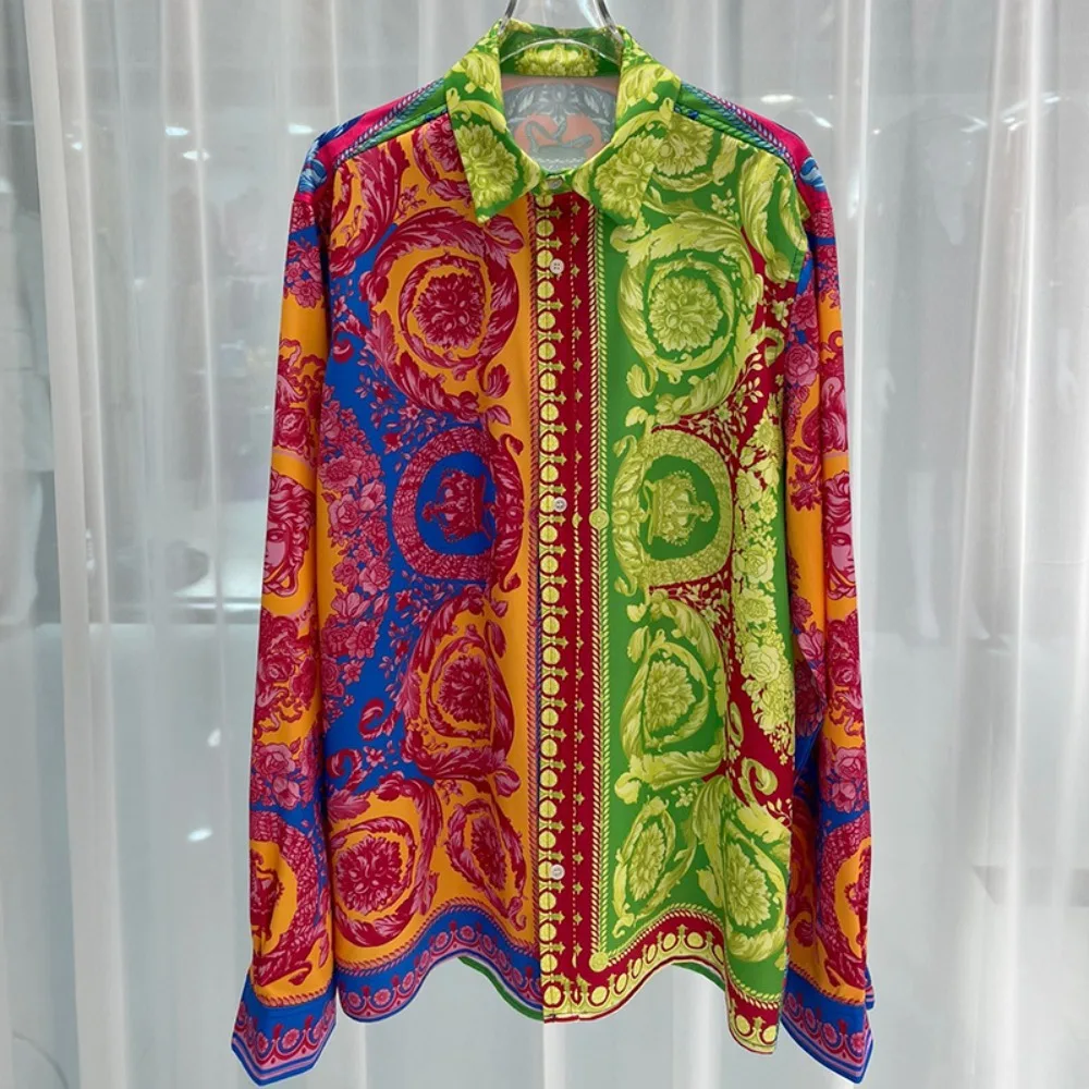 

2023 spring and autumn new fashion casual youth travel popular digital printing men's long sleeved shirt shirt