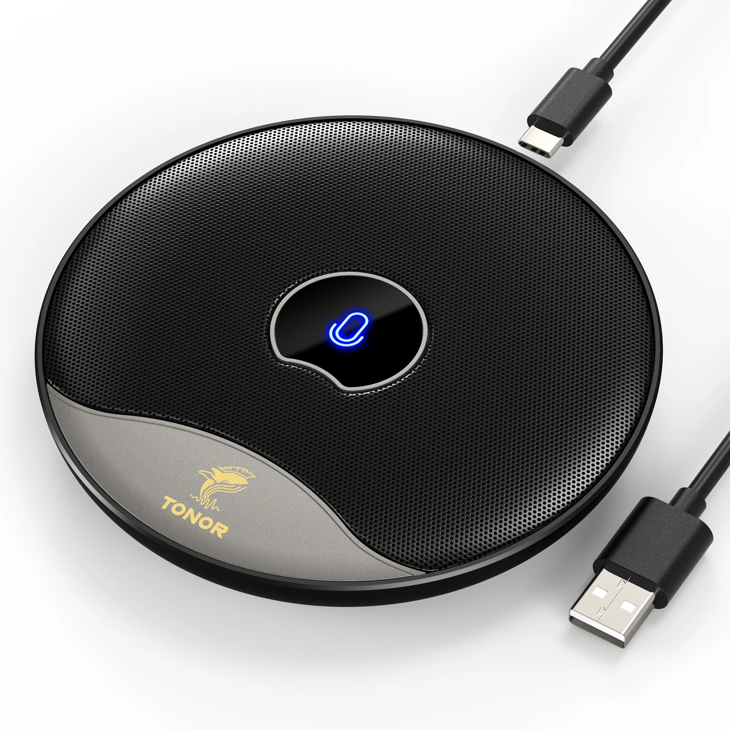 ميكروفون مؤتمر USB، 360 ° ميكروفون مكثف متعدد الاتجاهات للكمبيوتر الشخصي مع زر كتم الصوت للاجتماعات عبر الإنترنت/الفئة، ومكالمات التكبير #1