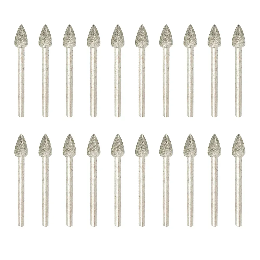 

DependGo 20pcs Diamond Grinding Head 3.0mm Shank Cylindrical Points Coated Carving Burrs Lapidary Tools For Jade Stone Marble Ro