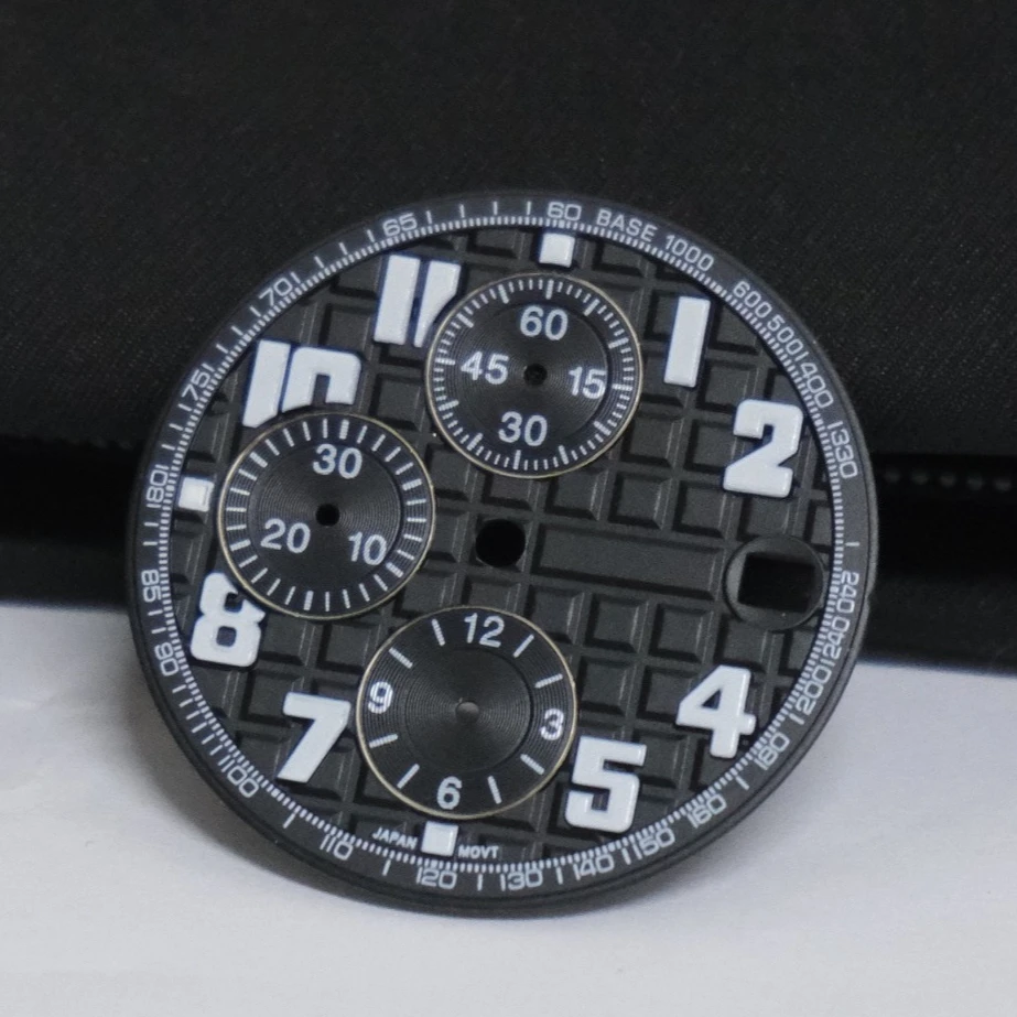 Checkered Dials for VK67 31.8mm Matte Grid Embossed Texture Watch Dial Arabic for VK67 Quartz Movement Case Mod Parts No Logo
