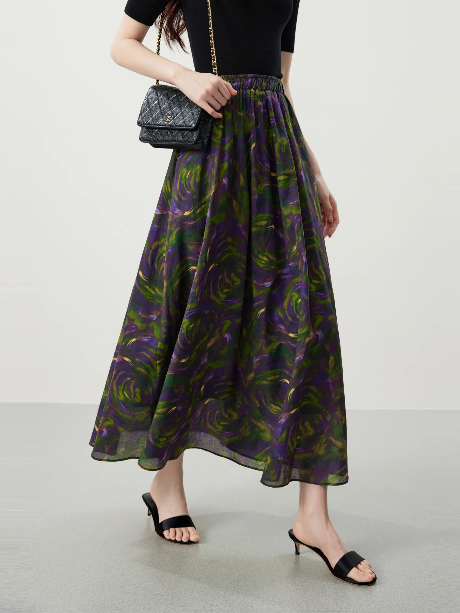 

Женская юбка-трапеция Mimosa Dreamland с эластичным поясом, хлопковая, с принтом, весна 2026, элегантный стиль, повседневная одежда, стандартный крой