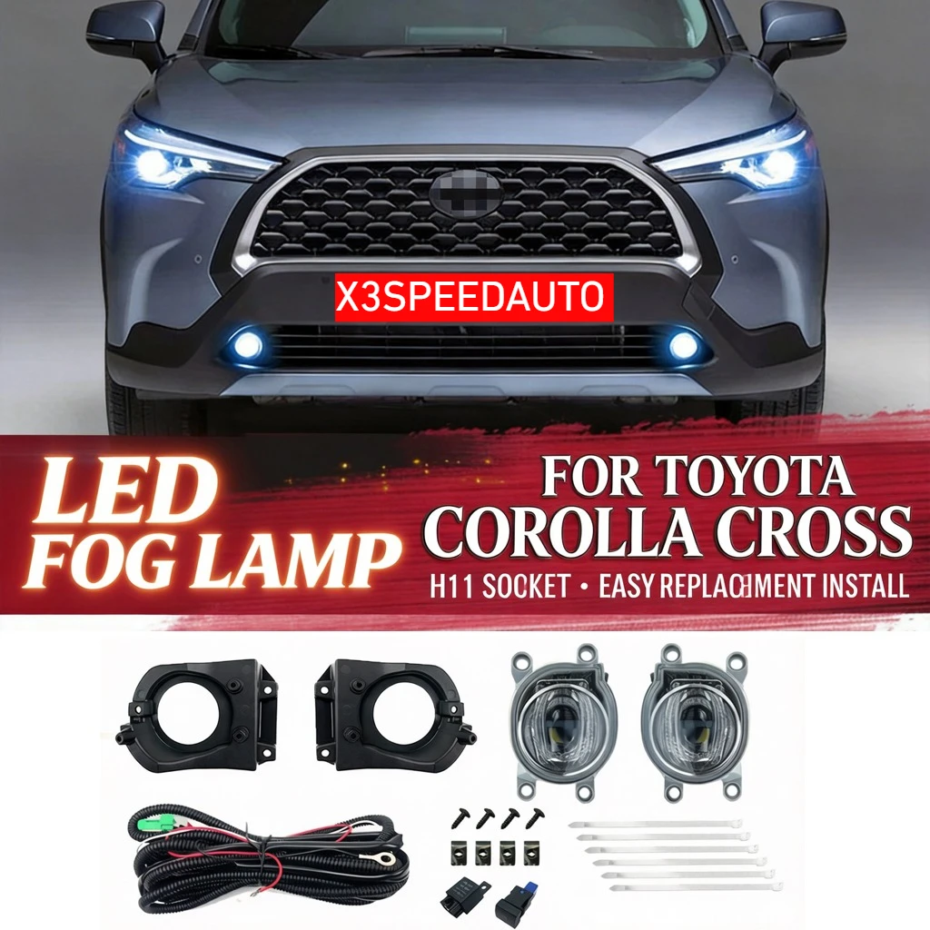 Fit For TOYOTA Corolla Cross 2022-2025 Front Fog Light Projector Bulb Wire harness assembly 3 Color Replacement Parts