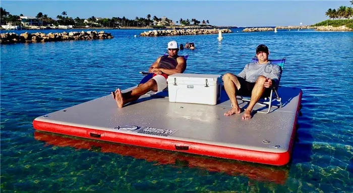 Wood Grain Drop Stitch Foldable Leisure Island Pontoon Boat Station Fishing Inflatable Swimming Water Platform