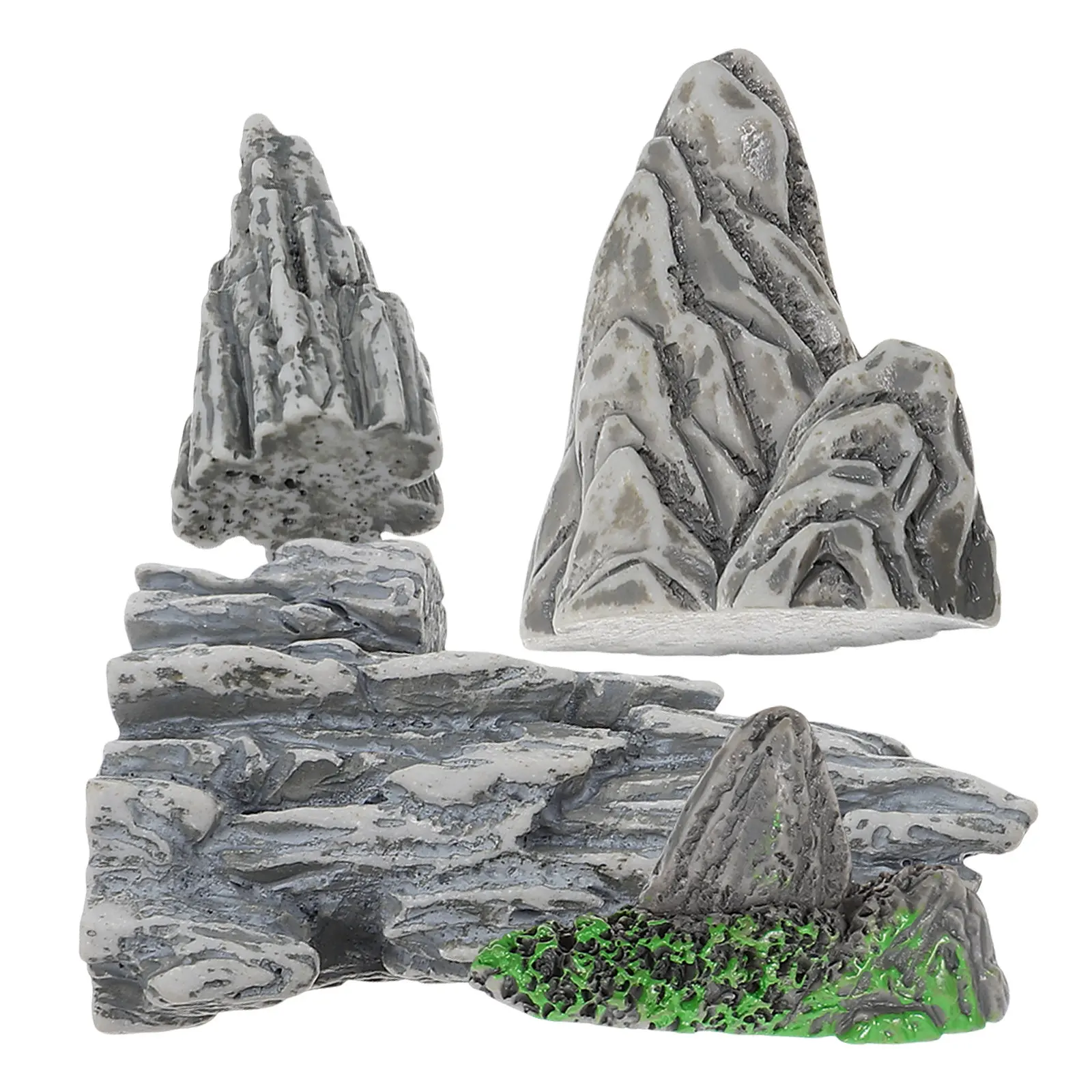 4Pcs Exquisite Lifelike Mini Rockery Ornament Fine Workmanship Fade-Resistant Miniature Bonsai Rockery Decor for Indoor Outdoor