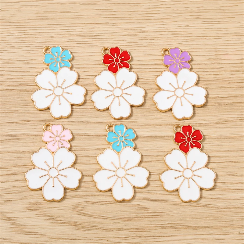 10 Stück 11x12mm Niedliche Bunte Emaille-Rosenblüten-Anhänger für Schmuckherstellung, Ohrringe, Anhänger, Halsketten, DIY-Bastelzubehör – Detail 8