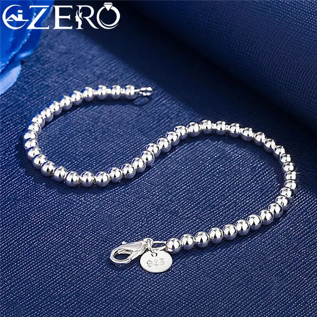 Prezenty świąteczne urok 925 Sterling Bransoletka 4MM łańcuszek z koralików dla kobiety Popularne marki biżuterii moda Wesele