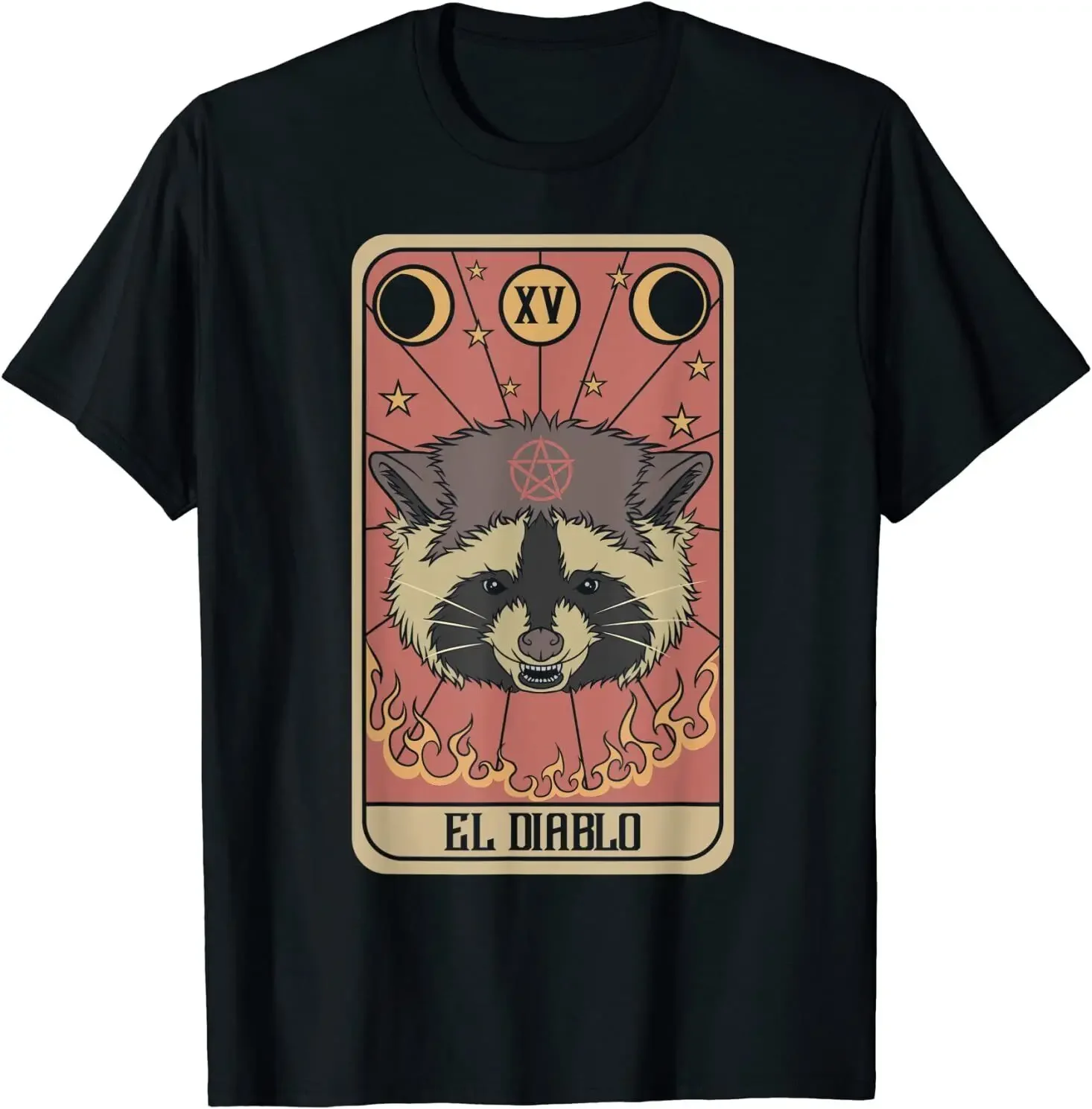 El Diablo Raccoon Tarot Card Satanic Trash Panda Animal Love T-Shirt Size S-5XL