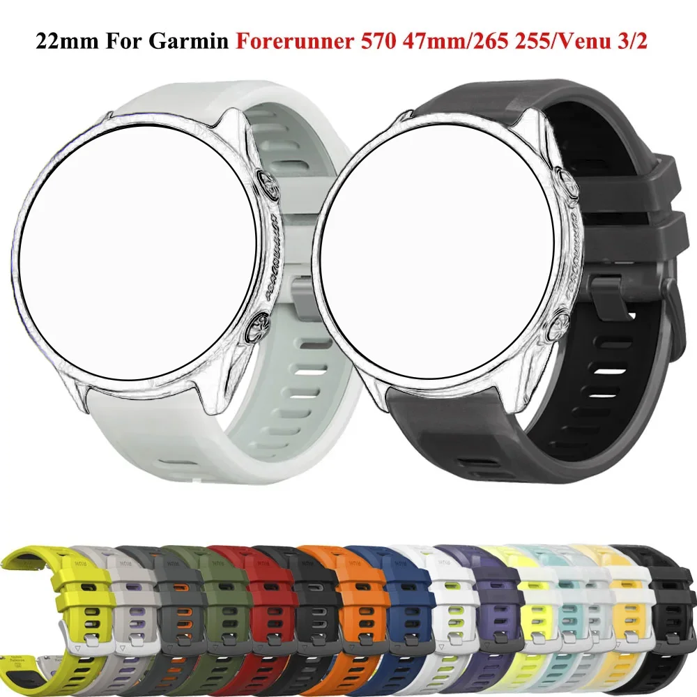 22 mm Silikon-Smartwatch-Armband für Venu 3 2 Vivoactive 4 für Garmin Active/Fenix Chronos Forerunner 970 570–47 mm Armband