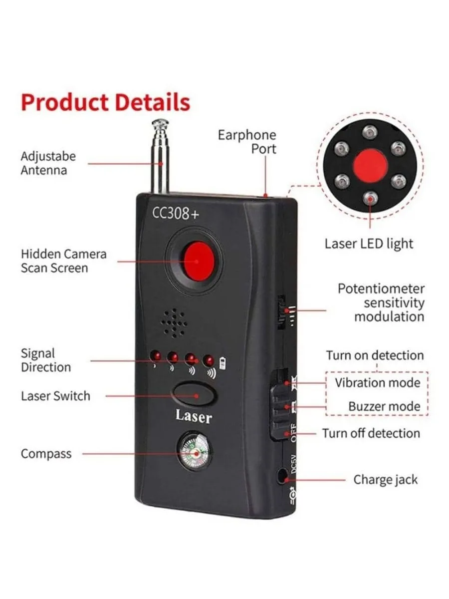 Wireless Camera Lens Signal Detector CC308+ Radio Wave Signal Detect Camera Full-range WiFi RF Tracker GSM Devices Finder