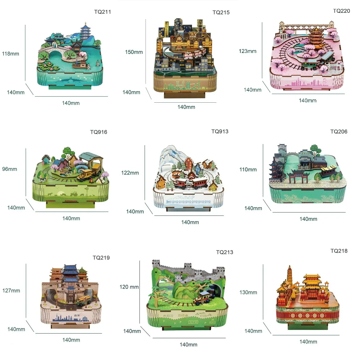 DIY Wooden Magic Castle Music Box Model Building Kits City Street View 3D Puzzle Toys for Children Birthday Gifts Home Decor