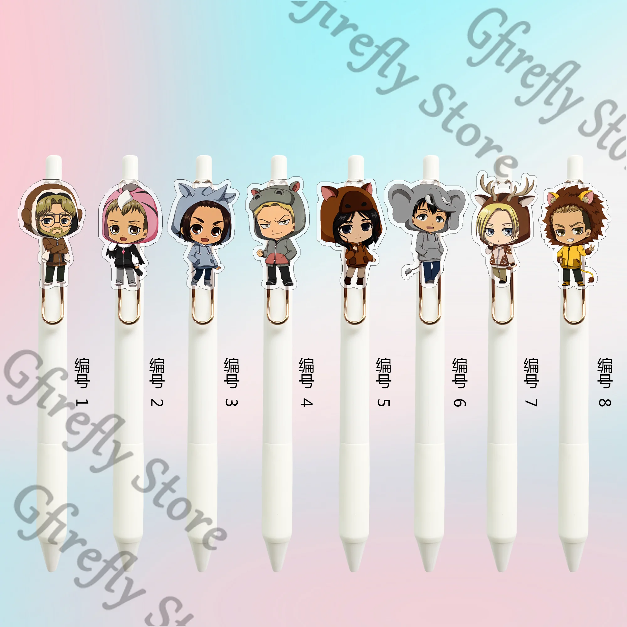 

Attack on Titan Levi Ackerman Colleagues Creativity Q Version Gel Pen Stationery Mikasa.Ackerman Anime High Quality Gift