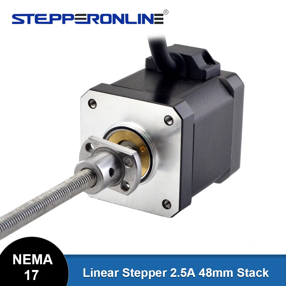 STEPPERONLINE Nema 17 External Ball Screw Linear Stepper Motor 2.5A 48mm Stack Screw Lead 1mm Lead Length 150mm