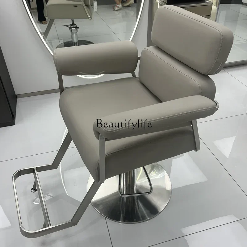 High-End Hairdressing Chair Barber Shop Stainless Steel Hot Dyeing for Hair Salon Lifting Rotating Hair Cutting Chair