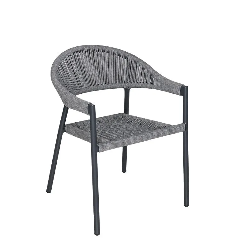 Simple Indoor Outdoor Dining Chair Coffee Shop Garden Restaurant Villa Courtyard Combination Backrest Rattan Made Chair Armrests