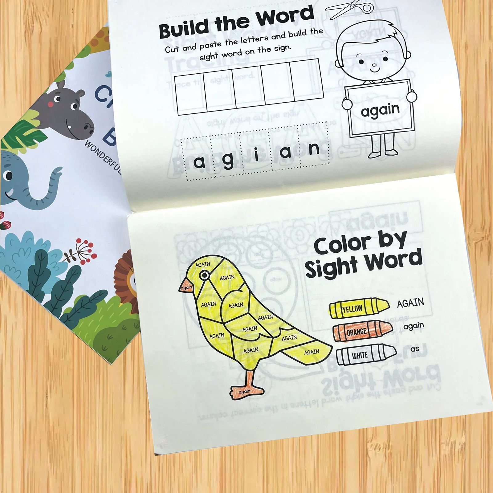 English Words Coloring Book for Kids, Cute Cartoon Patterns, Preschool Early Learning Activity Book, Fun English Learning