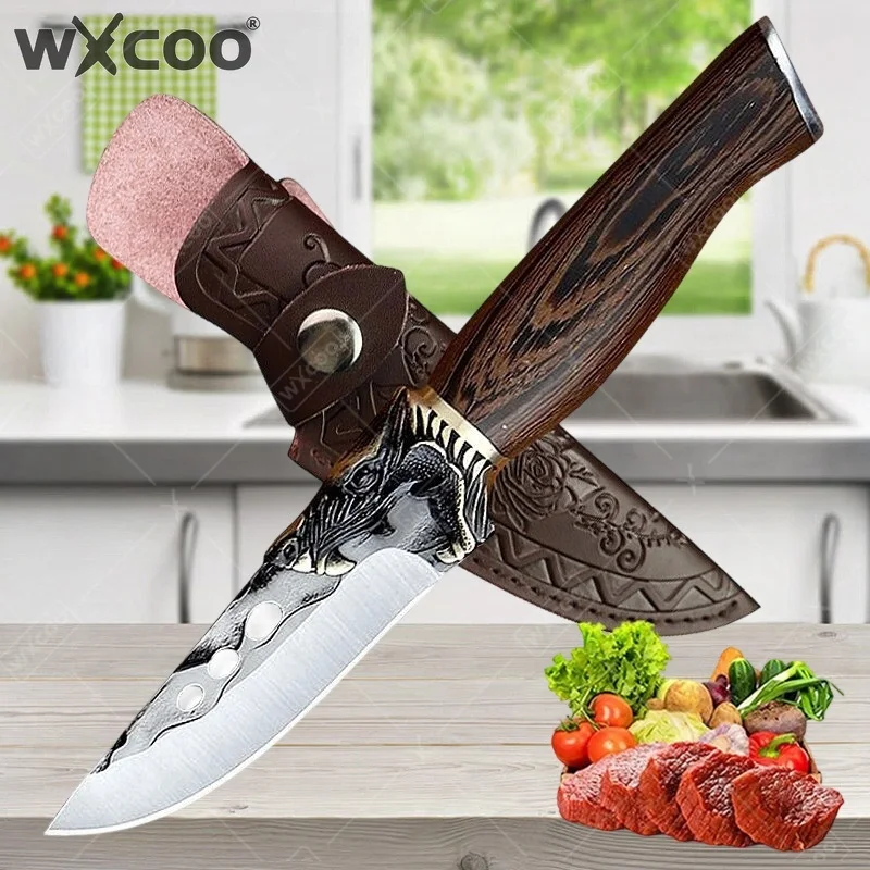 

WXCOO Handmade Butcher Knife Stainless Steel Kitchen Boning Knife Forged Knife Meat Cleaver Knife for BBQ