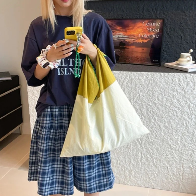 

Canvas Large Capacity Patchwork Shoulder Bags Summer New Fresh 2025 Brand Bags for Women Casual Sweet Versatile Women's Handbags