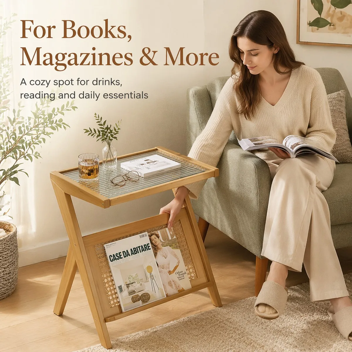 Z Shaped Side Table Creative Tea Coffee Table With Rack For Household Sofa Corner Living Room Bedroom Small Apartment Supplies