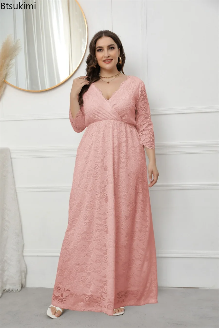 2024 damska Plus Size elegancka koronka wiosenna jesienna sukienka wieczorowa klubowa damska wąska dopasowana sukienka dla grubych kobiet 5XL