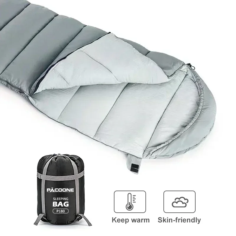 PACOONE Outdoor Sleeping Bag Double Lightweight Cotton Warm Washable Camping Travel Sleeping Bag New