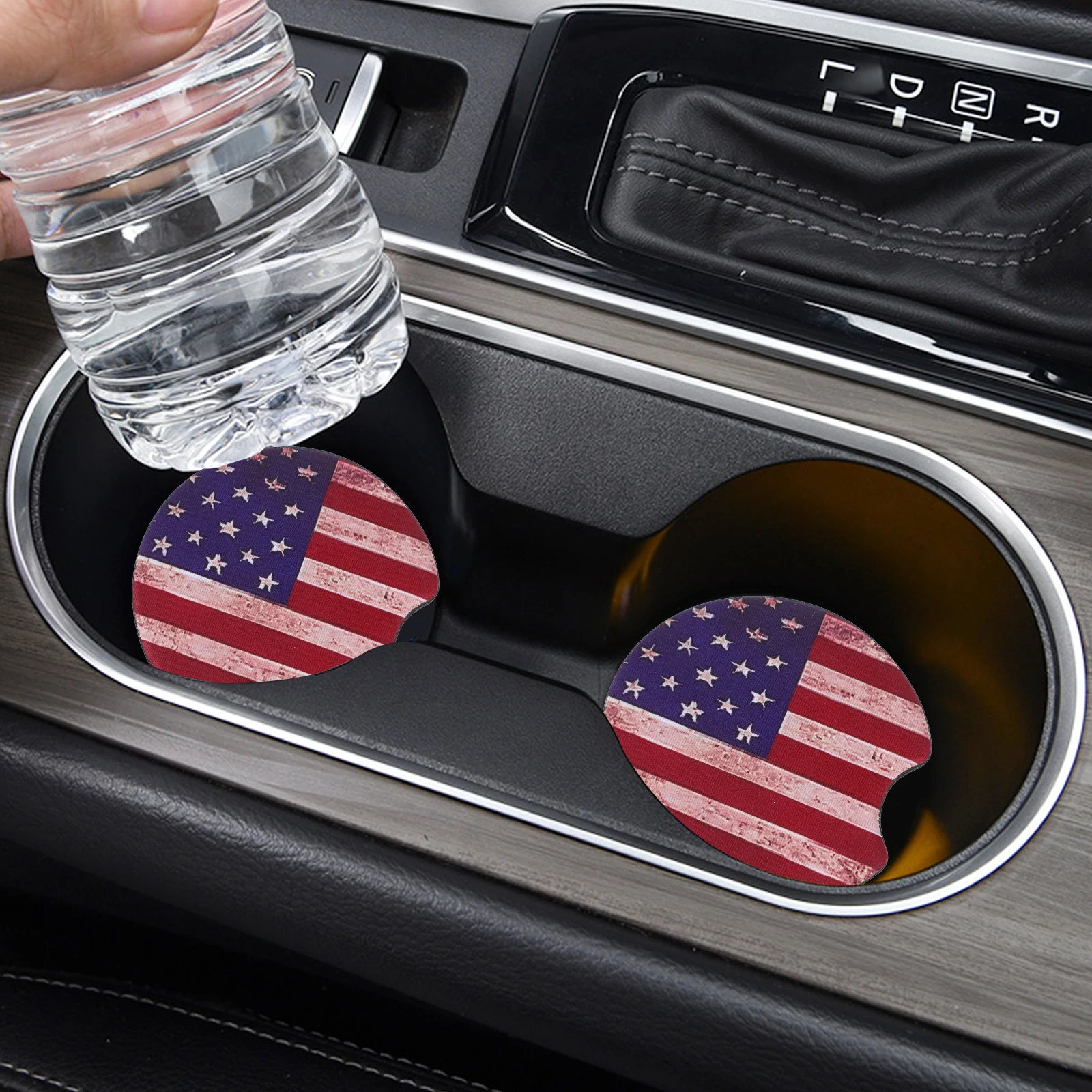 

2pcs Car Cup Coasters Rubber Mats Round Flag Design Non Slip Drink Holder Pad Home Decor Anti Scald Mat Easy Clean Car Interior