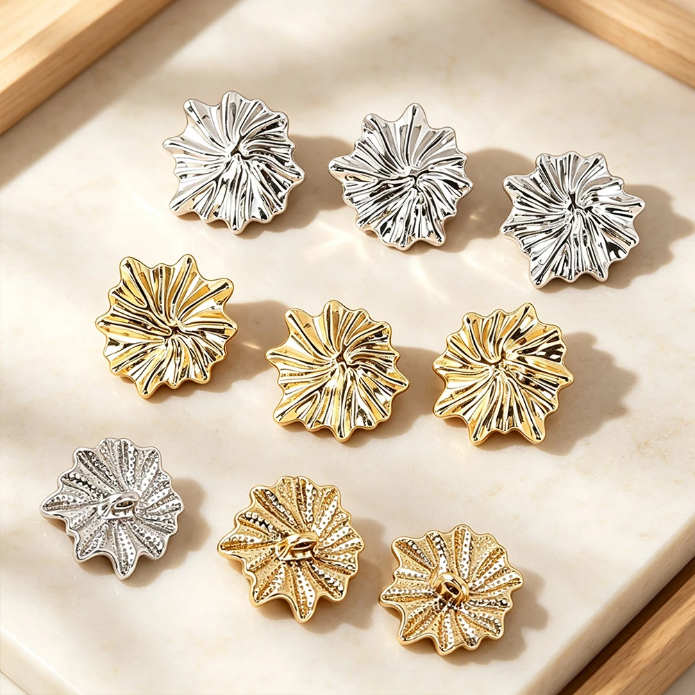10pcs Oak Leaf Metal Buttons Two Tone Flower Acorn Shaped Stilted Sewing Decorative Button Trim Accessory for Suits Coats Shirts