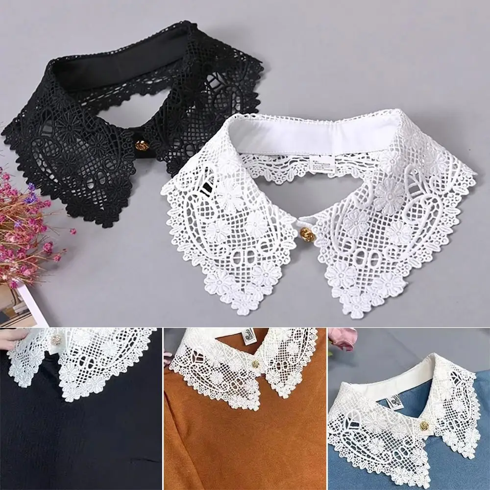 Fashion Lace Floral Fake Collar Detachable Black White Decoration Collar Wedding Dress Accessory