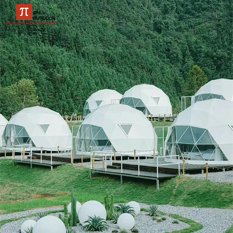 【JINLI OUTDOOR】Transparent Glass House Resort Glass PVC Dome Hotel Geodesic Dome Tent Dome House Dome Tent