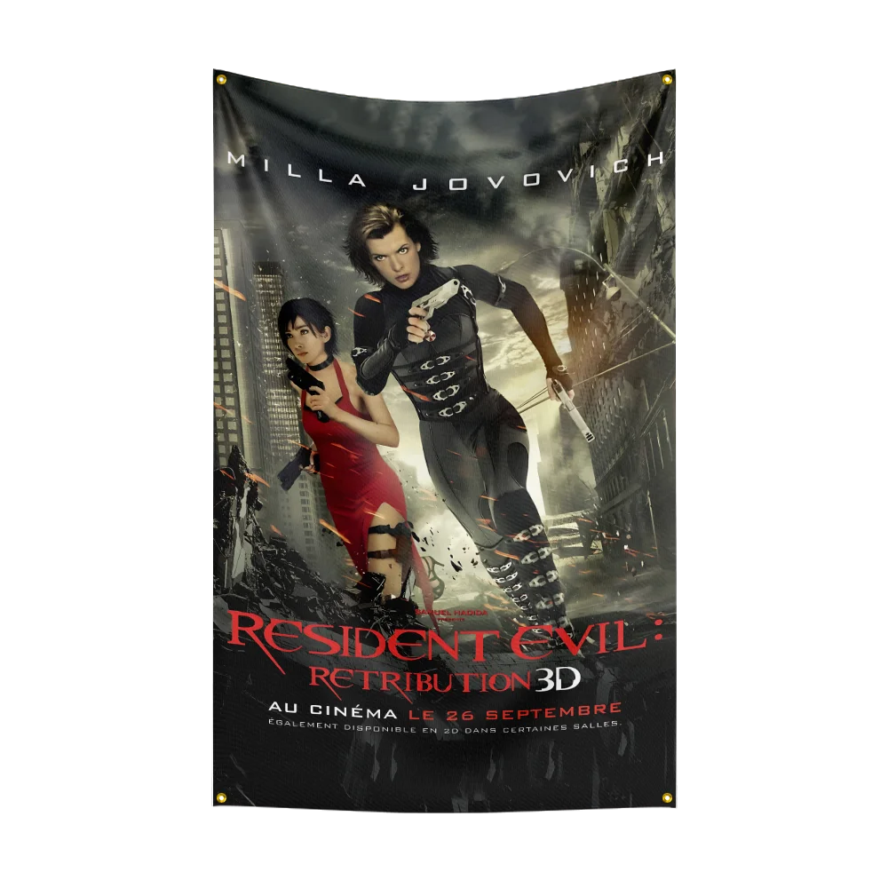 3x5 Ft R-Resident EvilS Flag Classic Horror Movie Flag Halloween Wall Hanging Banner Decor Movie Poster