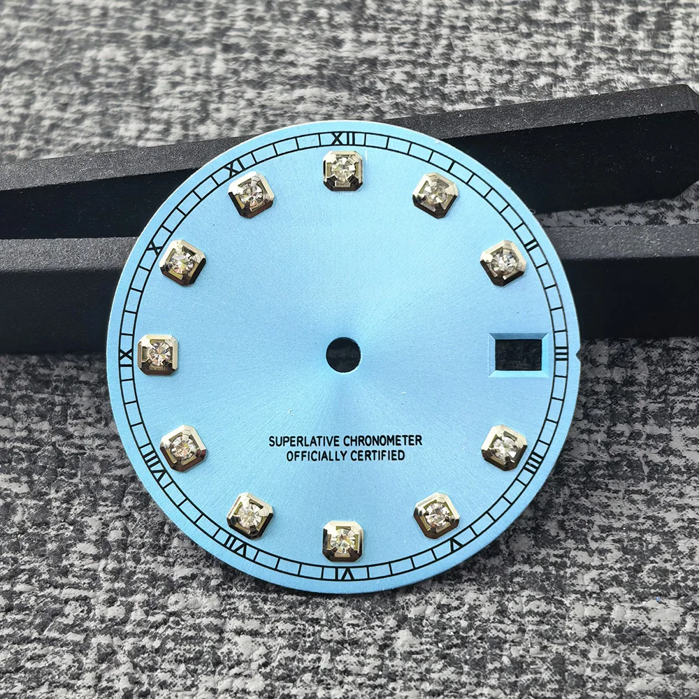 New Diary Dial 28.5mm Multi Color Selection S Dial Sun Pattern Diamond Dial No Night Light Suitable for NH35 Automatic Movement